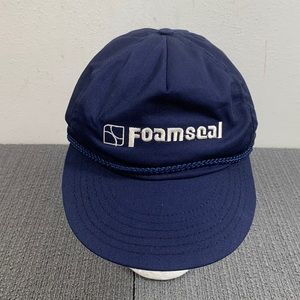 Vintage Foamseal Rope Baseball Hat Mens Adjustable Navy Blue Strapback Cap Crown